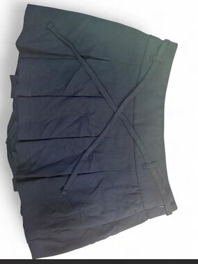 Hollister Navy Pleated Mini Skirt with Waist Tie Detail